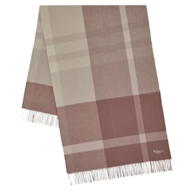 Mulberry Large Check Merino Wool Scarf Autumnn Rose & Powder Rose 